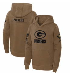 Youth Green Bay Packers 2023 Brown Salute To Service Pullover Hoodie