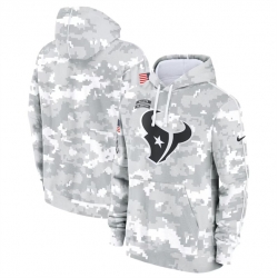 Youth Houston Texans 2024 White Gray Salute To Service Pullover Hoodie