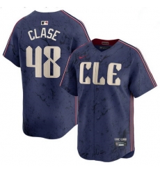 Men Cleveland Guardians 48 Emmanuel Clase Navy 2024 City Connect Limited Stitched Baseball Jersey