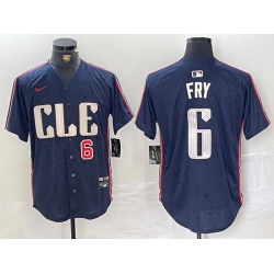 Men Cleveland Guardians 6 David Fry Navy 2024 City Connect Limited Stitched Baseball Jersey 3