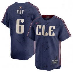 Men Cleveland Guardians 6 David Fry Navy 2024 City Connect Limited Stitched Baseball Jersey