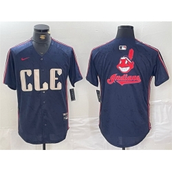 Men Cleveland Guardians Team Big Logo Navy 2024 City Connect Limited Stitched Baseball Jersey