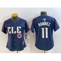 Women Cleveland Guardians 11 Jose Ram EDrez Navy 2024 City Connect Limited Stitched Baseball Jersey 2