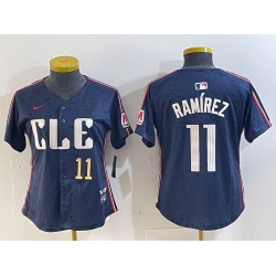 Women Cleveland Guardians 11 Jose Ram EDrez Navy 2024 City Connect Limited Stitched Baseball Jersey 6