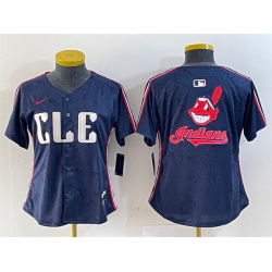 Women Cleveland Guardians Team Big Logo Navy 2024 City Connect Stitched Baseball Jersey