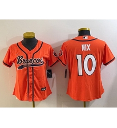 Women Denver Broncos 10 orange Cool Base Stitched Baseball Jersey 1