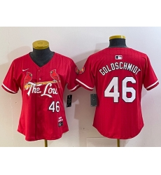 Women St  Louis Cardinals 46 Paul Goldschmidt Red 2024 City Connect Stitched Baseball Jersey