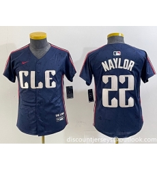 Youth Cleveland Guardians 22 Josh Naylor Navy 2024 City Connect Limited Stitched jerseys 5