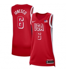 Women USA Basketball 6 Sabrina Ionescu Red 2024 Swingman Stitched Jersey