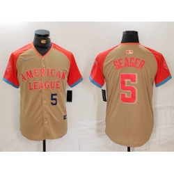 Men American League 5 Corey Seager Cream 2024 All Star Limited Stitched Baseball Jersey 1