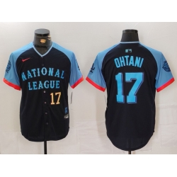 Men National League 17 Shohei Ohtani Navy 2024 All Star Elite Stitched Baseball Jersey 3