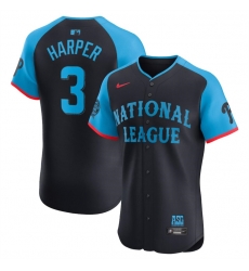 Men National League 3 Bryce Harper Navy 2024 All Star Elite Stitched Baseball Jersey