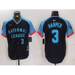 Men National League 3 Bryce Harper Navy 2024 All Star Limited Stitched Baseball Jersey 1