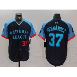 Men National League 37 Teoscar Hernandez Navy 2024 All Star Limited Stitched Baseball Jersey 7