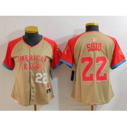 Women American League 22 Juan Soto Cream 2024 All Star Limited Stitched Baseball Jersey 1