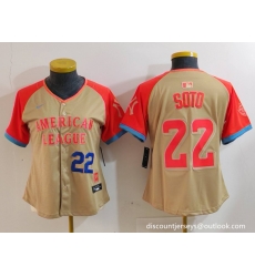 Women American League 22 Juan Soto Cream 2024 All Star Limited Stitched Baseball Jersey 2