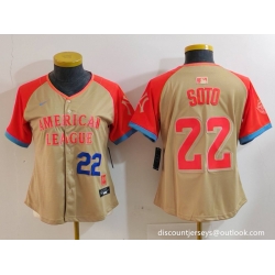 Women American League 22 Juan Soto Cream 2024 All Star Limited Stitched Baseball Jersey 2