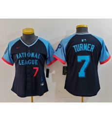 Women National League 7 Trea Turner Navy 2024 All Star Limited Stitched Baseball Jersey 3