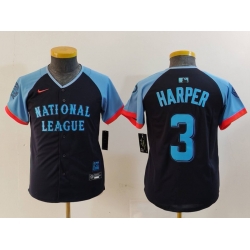 Youth National League 3 Bryce Harper Navy 2024 All Star Limited Stitched Baseball Jersey 7