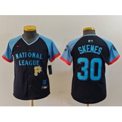 Youth National League 30 Paul Skenes Navy 2024 All Star Limited Stitched Baseball Jersey 3