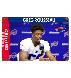 Buffalo Bills Aluminum Sign 12x8 Inch Gregory Rousseau 001