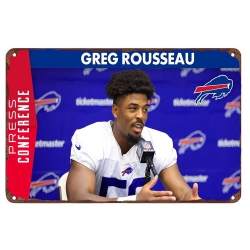 Buffalo Bills Aluminum Sign 12x8 Inch Gregory Rousseau 001