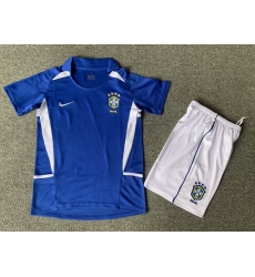 Youth Retro Soccer Jerseys Brazil Blue 2002