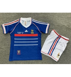 Youth Retro Soccer Jerseys France Blue