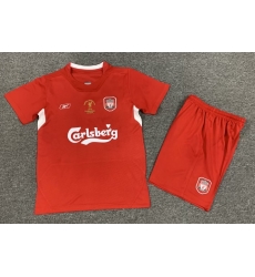 Youth Retro Soccer Jerseys Livepool Red 04 05