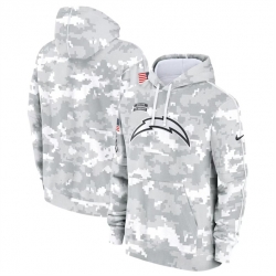 Youth Los Angeles Chargers 2024 White Gray Salute To Service Pullover Hoodie