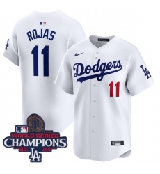 Men Nike Los Angeles Dodgers Miguel Rojas #11 White 2024 World Series Champions Stitched MLB Jersey