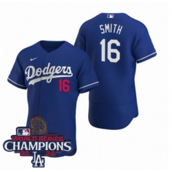 Men Nike Los Angeles Dodgers Will Smith #16 Blue Flex Base 2024 World Series Champions Stitched MLB Jersey