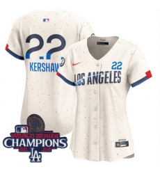 Women Nike Los Angeles Dodgers Clayton Kershaw #22 Ice Cream 2024 World Series Champions Stitched MLB Jersey