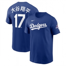 Men Los Angeles Dodgers 17  Shohei Ohtani Royal 2024 World Series Champions Name  26 Number T Shirt