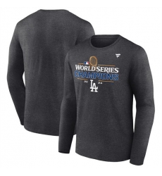 Men Los Angeles Dodgers Heather Charcoal Big  26 Tall 2024 World Series Champions Locker Room Long Sleeve T Shirt