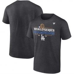 Men Los Angeles Dodgers Heather Charcoal Big  26 Tall 2024 World Series Champions Locker Room T Shirt