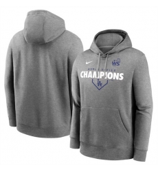 Men Los Angeles Dodgers Heather Charcoal 2024 World Series Champions Home Plate Lockup Club Pullover Hoodie