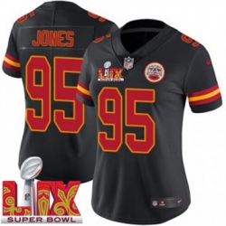 Women Kansas City Chiefs Chris Jones #95 Black 2024 2025 Super Bowl LIX F U S E Stitched Jersey