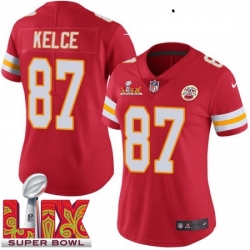 Women Kansas City Chiefs Travis Kelce #87 Red 2024 2025 Super Bowl LIX F U S E Stitched Jersey