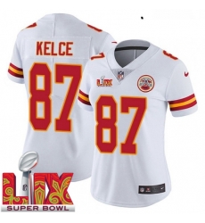 Women Kansas City Chiefs Travis Kelce #87 White 2024 2025 Super Bowl LIX F U S E Stitched Jersey