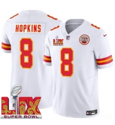 Youth Kansas City Chiefs DeAndre Hopkins #8 White 2024 2025 Super Bowl LIX F U S E Stitched Jersey