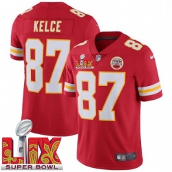 Youth Kansas City Chiefs Travis Kelce #87 Red 2024 2025 Super Bowl LIX F U S E Stitched Jersey