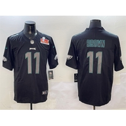 Men Philadelphia Eagles 11 A J  Brown Black 2025 Super Bowl LIX Patch Impact Vapor Untouchable Limited Stitched Football Jersey