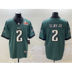 Men Philadelphia Eagles 2 Darius Slay Jr  Green 2025 Super Bowl LIX Patch Vapor Untouchable Limited Stitched Football Jersey