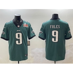 Men Philadelphia Eagles 9 Nick Foles Green 2025 Super Bowl LIX Patch Vapor Untouchable Limited Stitched Football Jersey