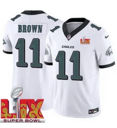 Men Philadelphia Eagles A.J. Brown #11 White 2024 2025 Super Bowl LIX F U S E Stitched NFL Jersey