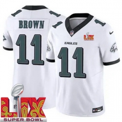 Men Philadelphia Eagles A.J. Brown #11 White 2024 2025 Super Bowl LIX F U S E Stitched NFL Jersey