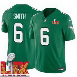 Men Philadelphia Eagles DeVonta Smith #6 Kelly Green 2024 2025 Super Bowl LIX F U S E Stitched NFL Jersey