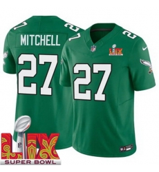 Men Philadelphia Eagles Quinyon Mitchell #27 Kelly Green 2024 2025 Super Bowl LIX F U S E Stitched NFL Jersey