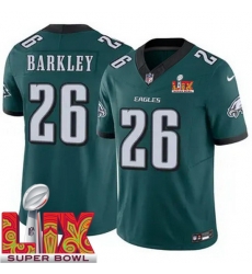 Men Philadelphia Eagles Saquon Barkley #26 Green 2024 2025 Super Bowl LIX F U S E Stitched NFL Jersey